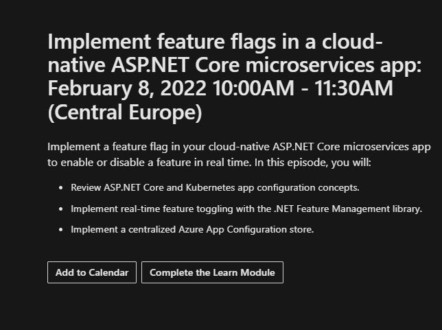 Microsoft Learn Live Azure, Feature Flags and ASP