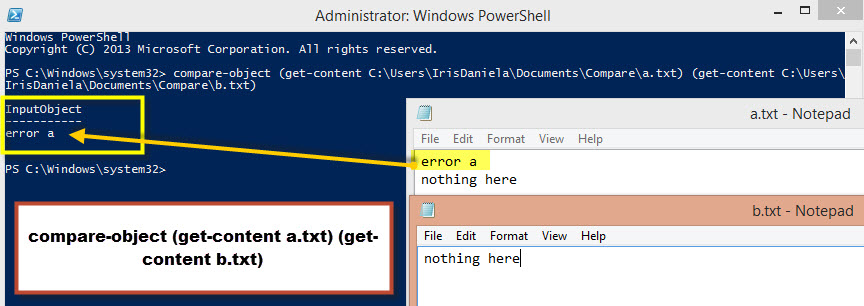 Comparing files in PowerShell