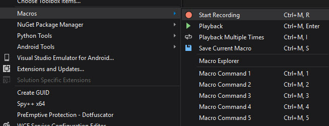 Step by step Macros for Visual Studio